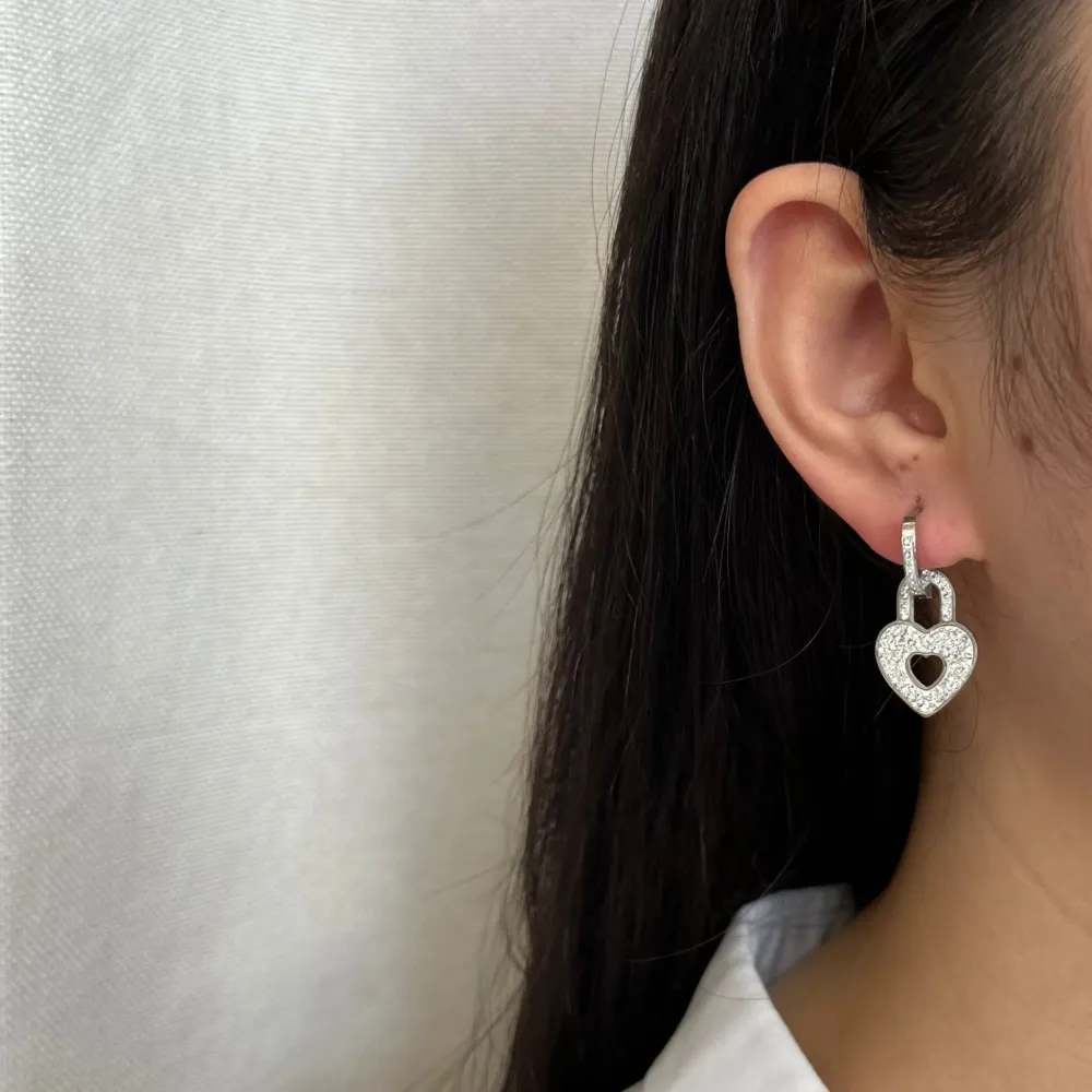 Lucchetto Cuore -Orecchini in Acciaio - OAP-413-966c