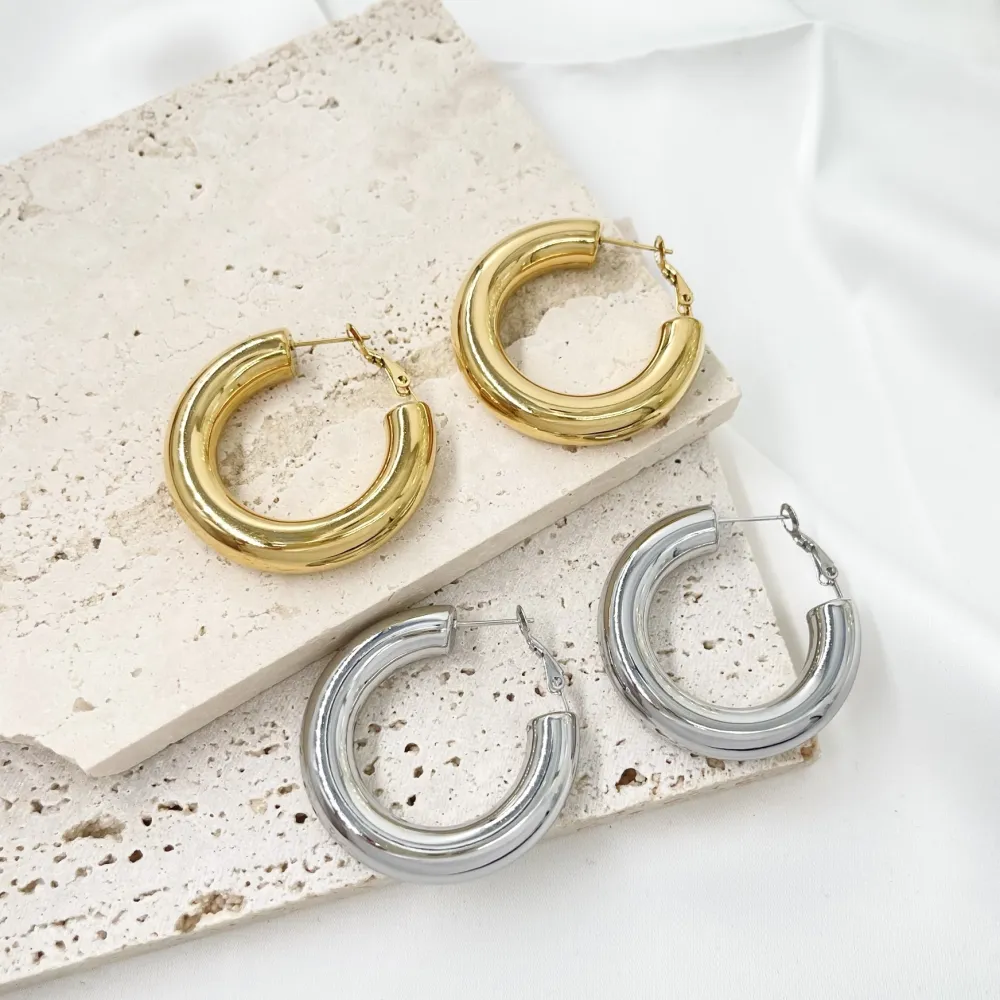 Cerchio Lavorato-Orecchini a Cerchio in Acciaio - OAP-450-658 8x40mm