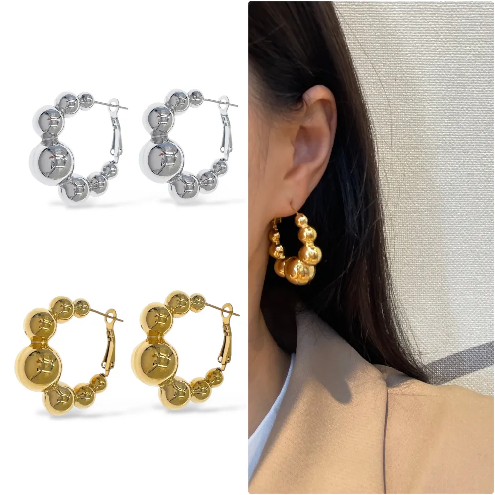 Cerchio Pallina-Orecchini in Acciaio - OAP-450-812 (Argento)