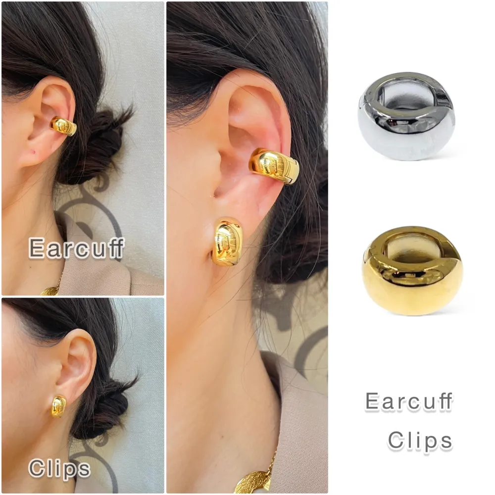 [OR-600-H357] Semplice a Molla -Earcuff in Acciaio - OAP-600-H357 (Argento)