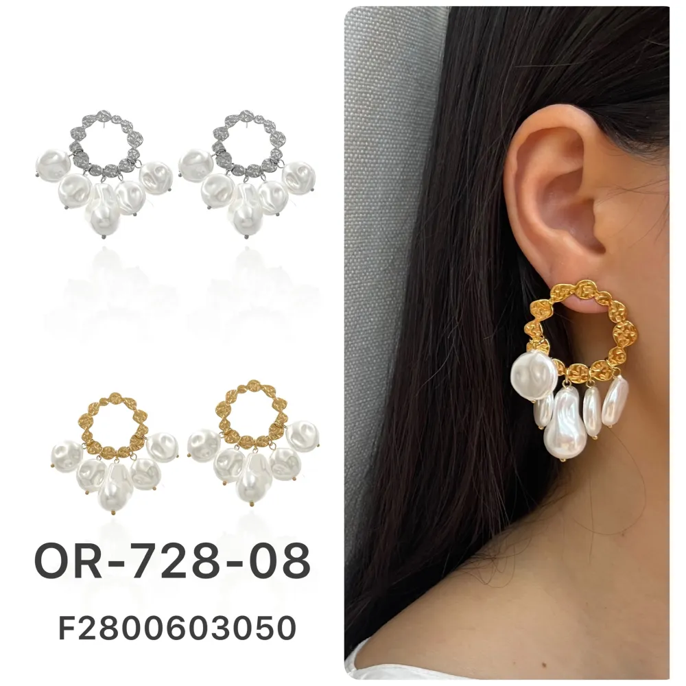 Cerchio con Perla-Orecchini in Acciaio - OAP-729-08