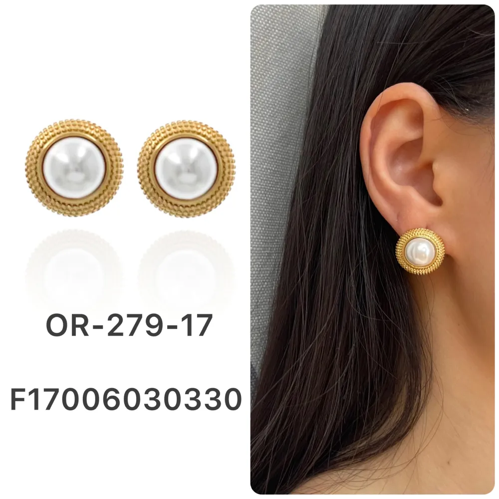 Perla Tondo-Orecchini a Lobo in Acciaio - OAP-729-17