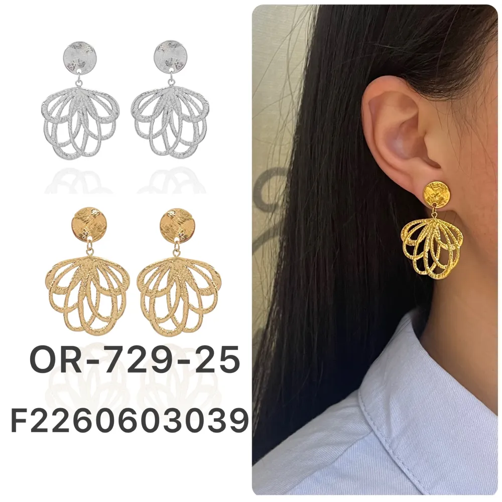[OR-729-25] Rombo con Perla-Orecchini in Acciaio - OR-729-25 (Oro Giallo)