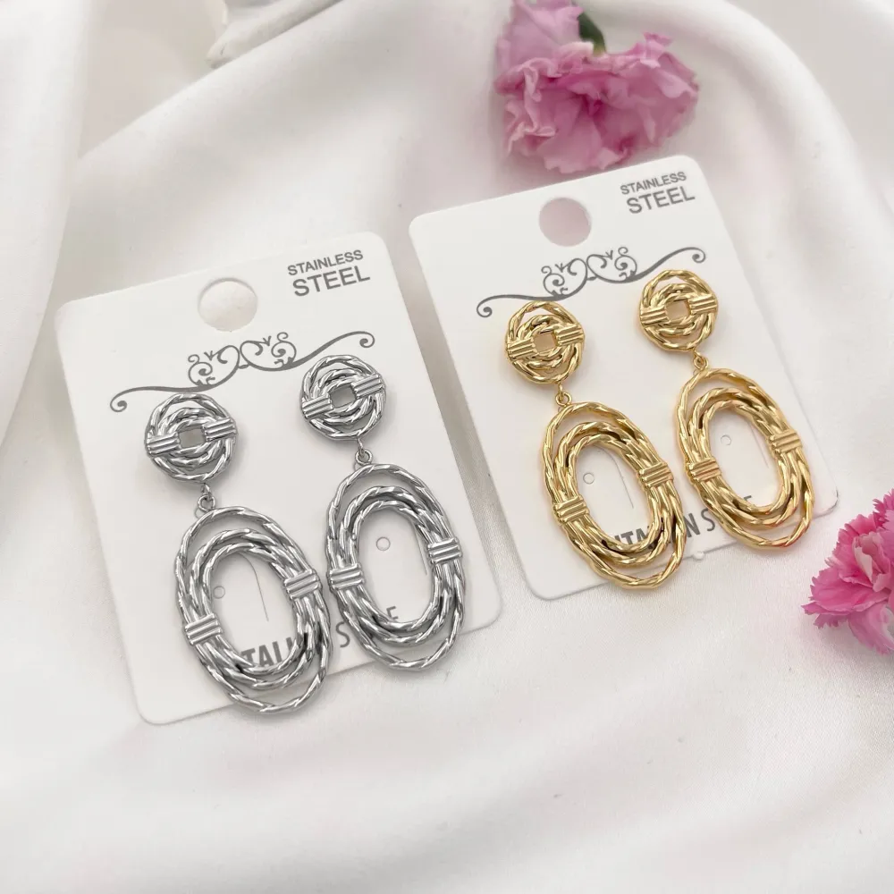 Cerchio Ovale-Orecchini in Acciaio - OR-729-26