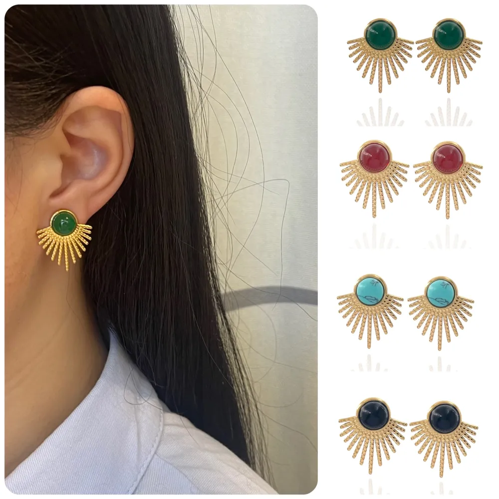 Pietra Colorato-Orecchini in Acciaio - OAP-729-46