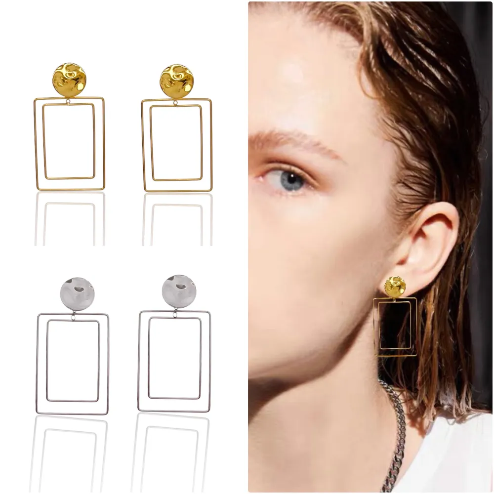 Rettangolare-Orecchini in Acciaio - OR-732-133