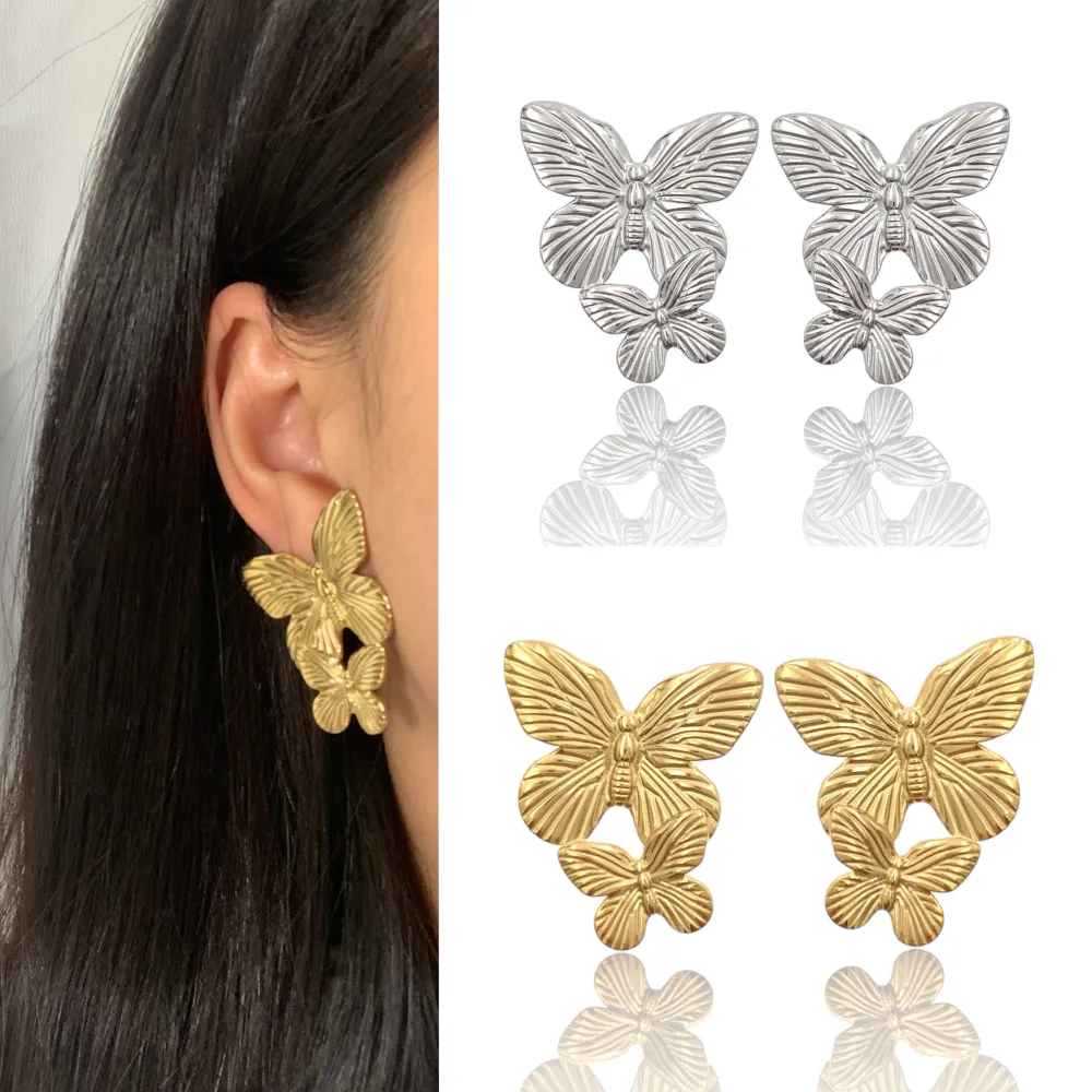 [OR-732-259] Farfalla-Orecchini in Acciaio - OR-732-259 (Oro Giallo)