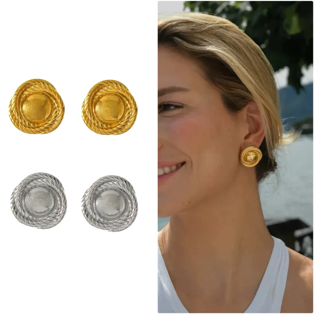 Bottone -Orecchini in Acciaio - OAP-732-260