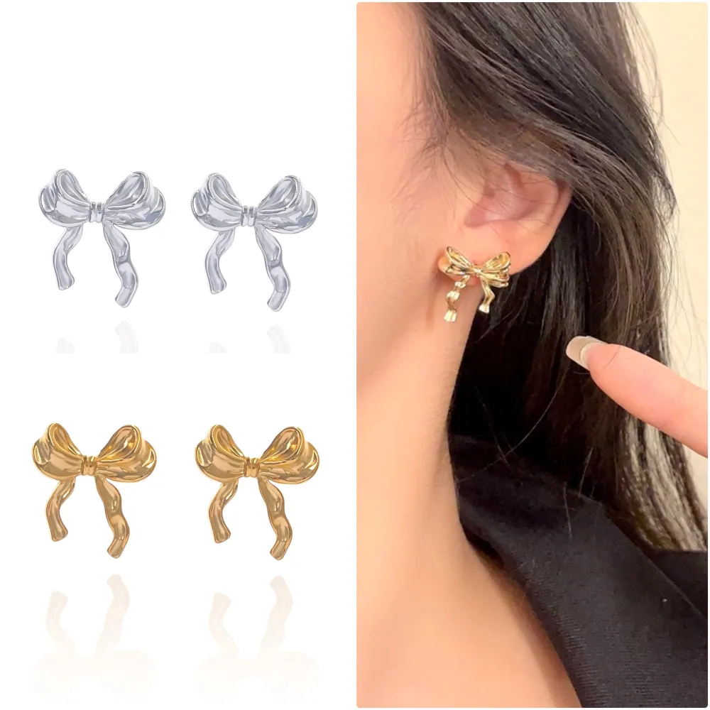 [OR-732-264] Fiocco-Orecchini in Acciaio - OR-732-264 (Argento)