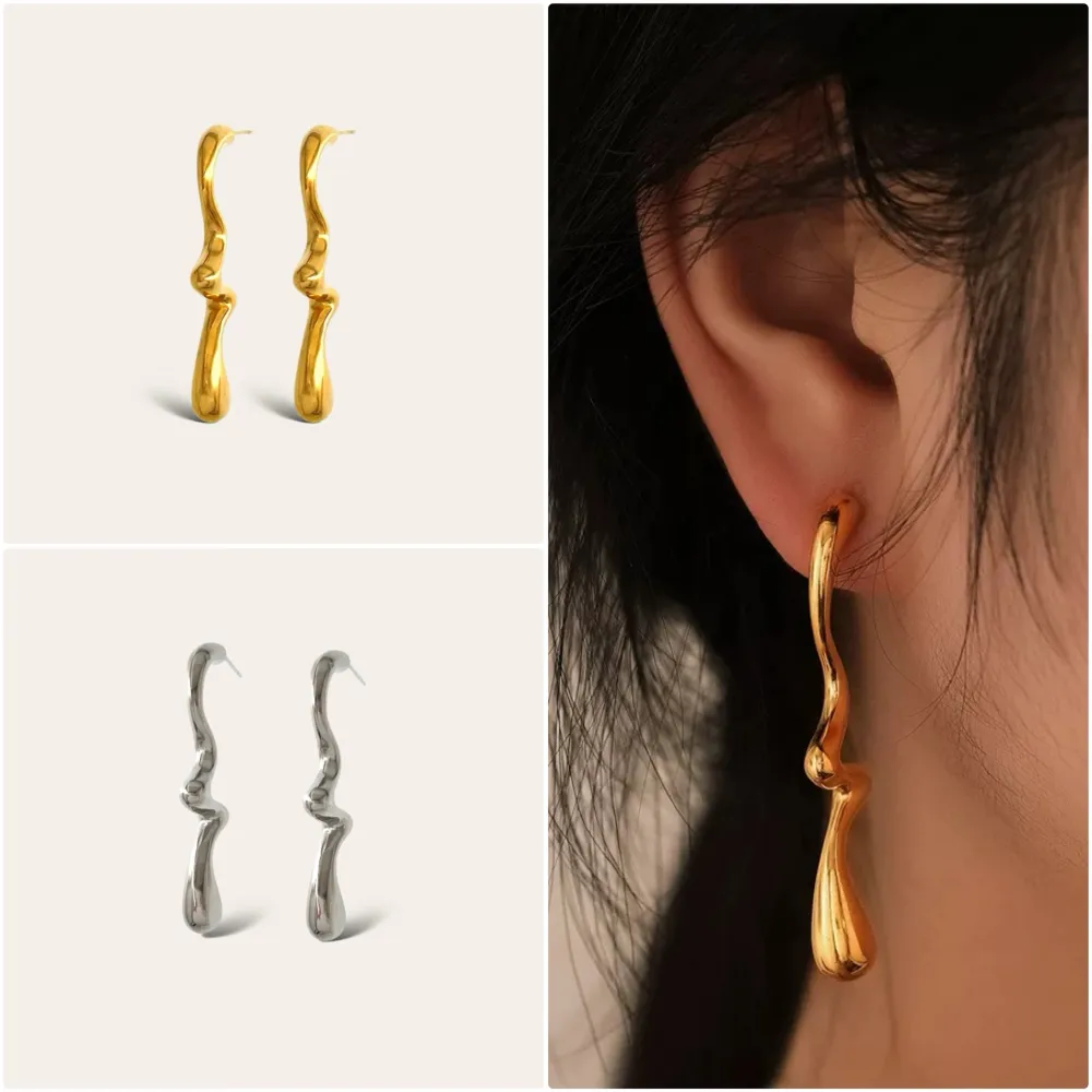 Goccia Lavorata -Orecchini in Acciaio - OAP-754-05