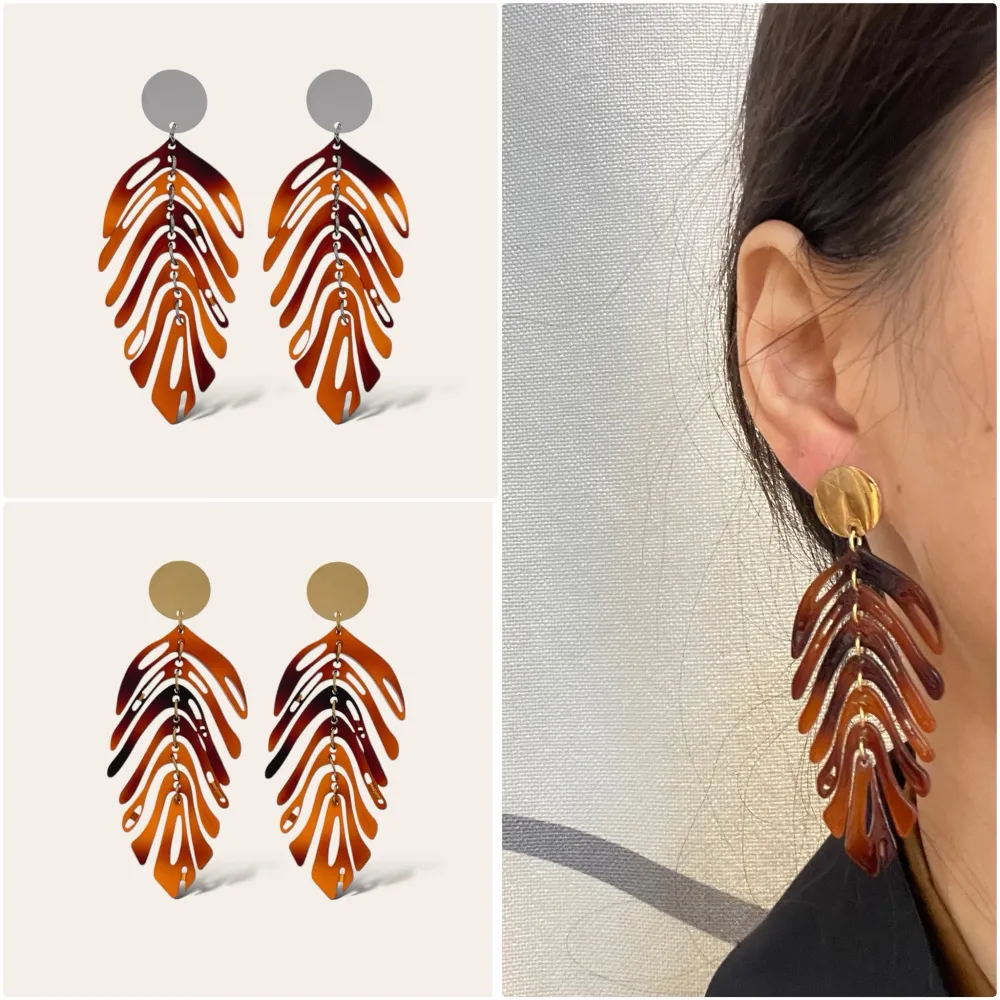 Foglia -Orecchini in Acciaio - OAP-759-58