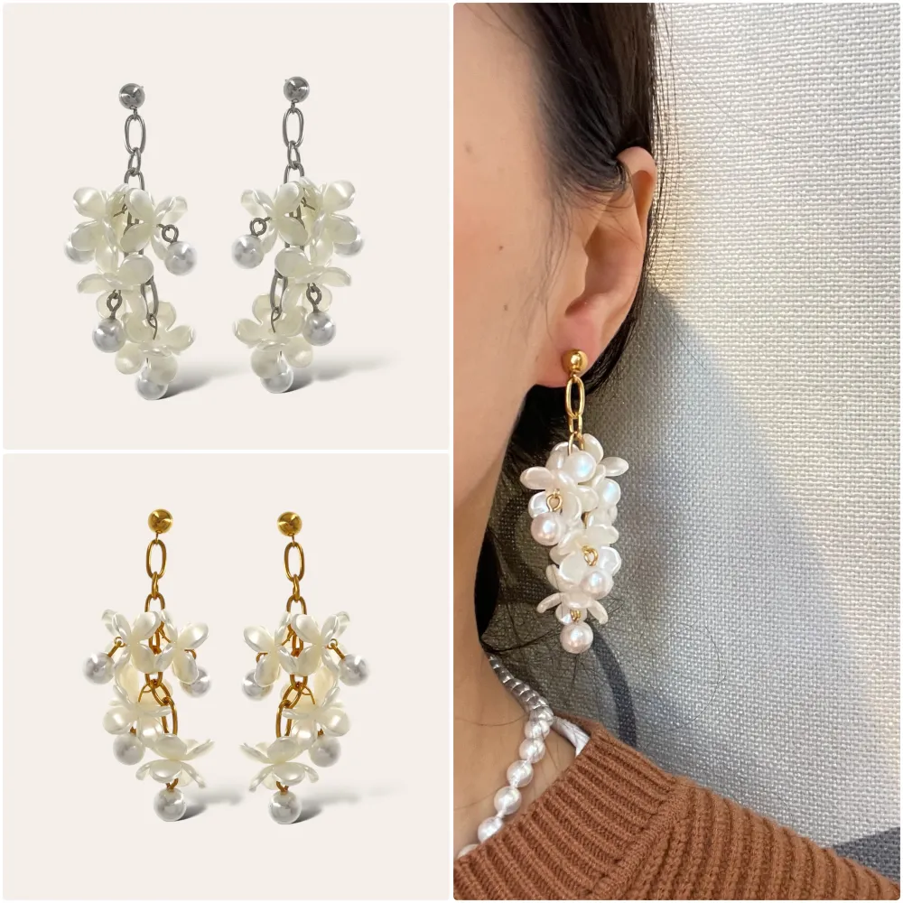 Fiore Pendente-Orecchini in Acciaio - OAP-760-07