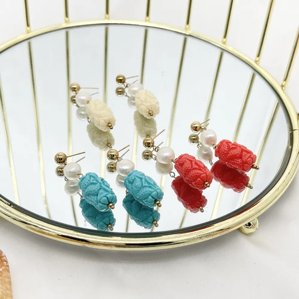 Ovale Fiore-Orecchini in Acciaio - OAP-765-16