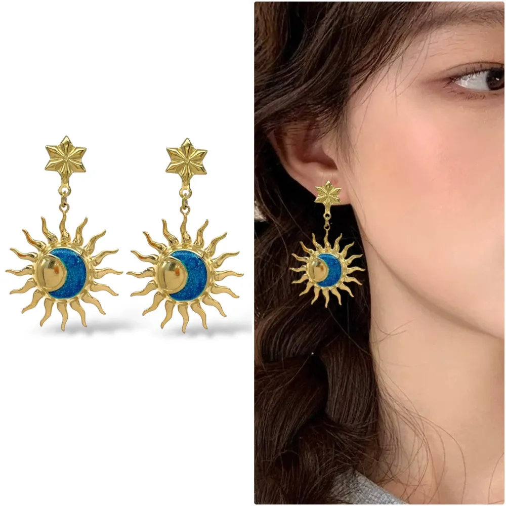 Sole Luna  -Orecchini in Acciaio - OAP-783-38