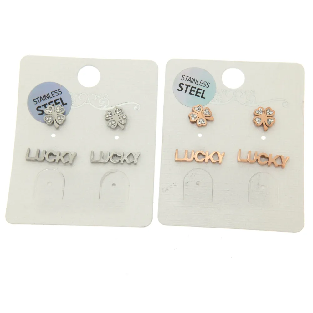 Quadrifoglio Lucky 3271 - Orecchini Bis a lobo in Acciaio - OAP3271-Quadrifoglio Lucky- Orecchini Bis a lobo in Acciaio