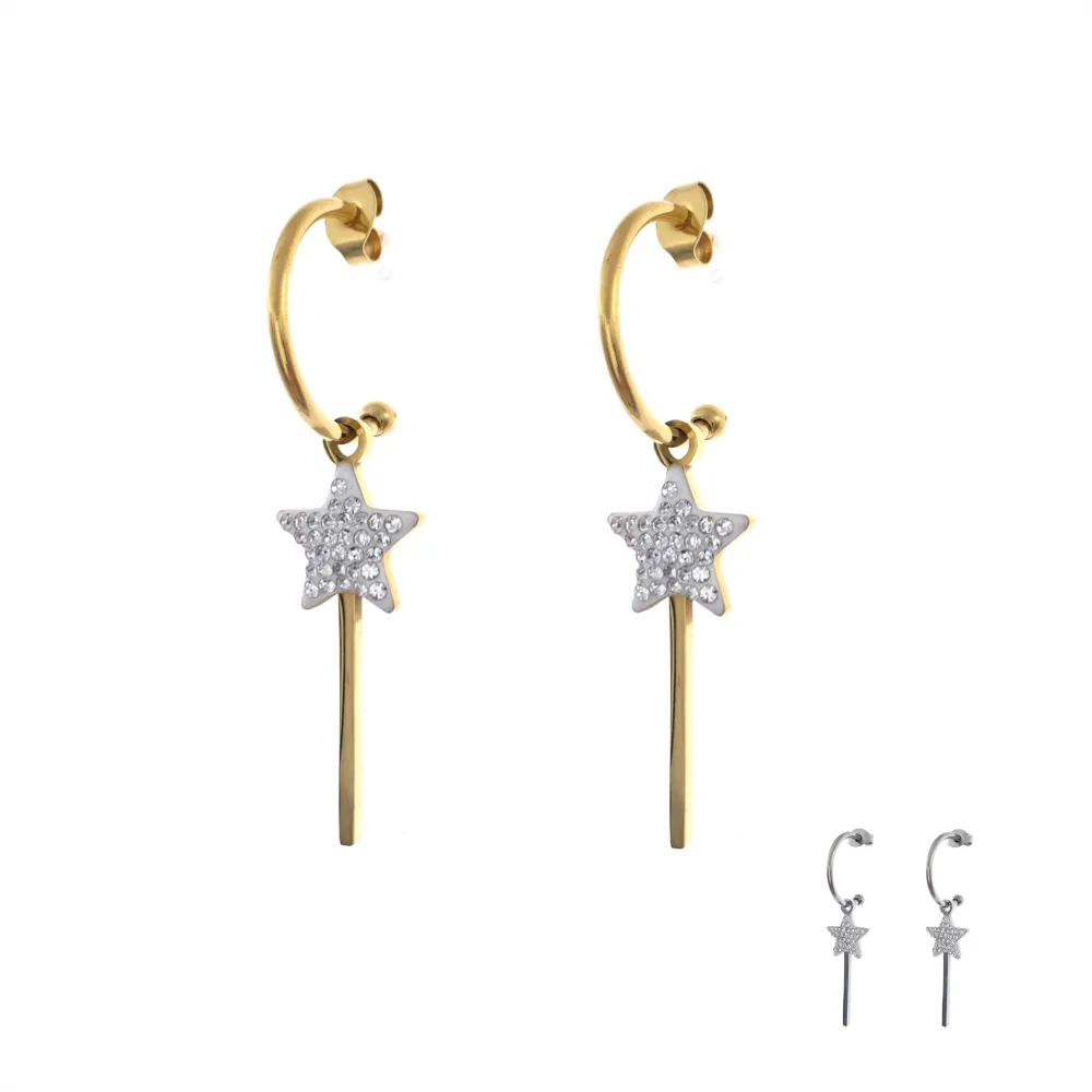 OAP7324-Bachetta Magica-Orecchini  a Cerchio in Acciaio - OAP413-055-Bachetta Magica-Orecchini in Acciaio