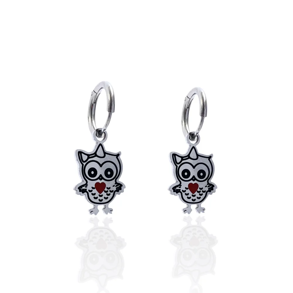 Gufo Piccolo Smaltato-Orecchini in Acciaio - OAP413-800C