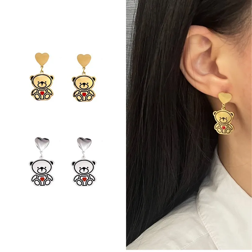 Orsetto Smaltato-Orecchini in Acciaio - OAP413-827