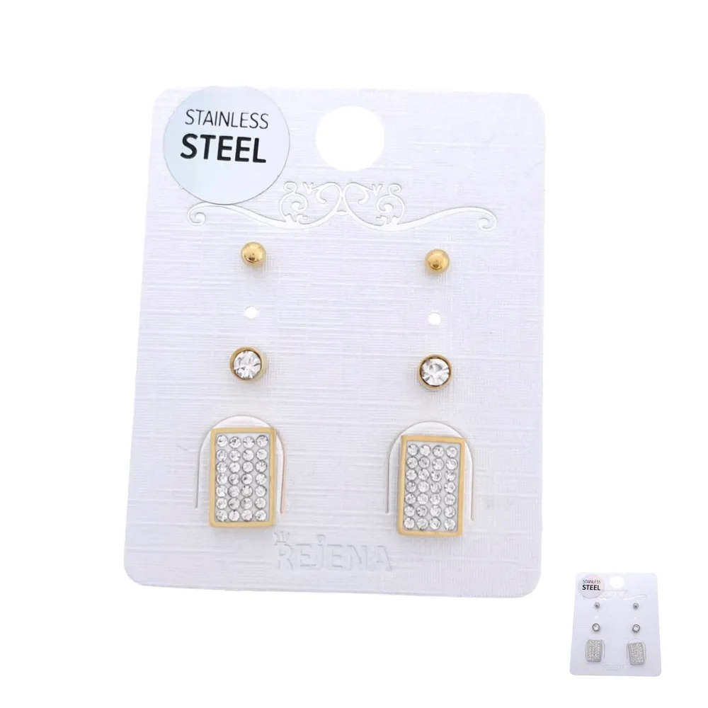 OAP7341-Rettangolo-Orecchini Tris in Acciaio - OAP7341-Rettangolo-Orecchini Tris in Acciaio