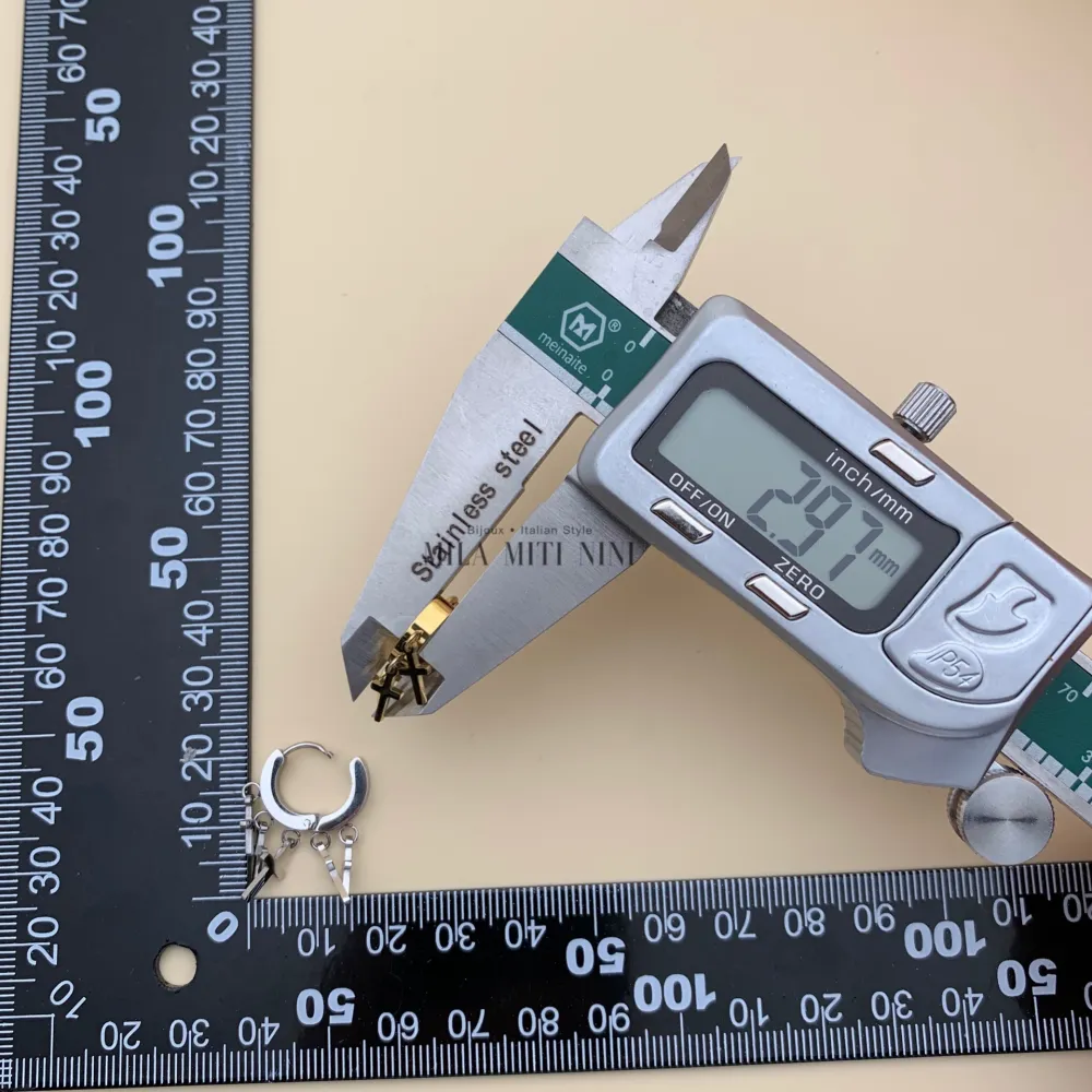 OAP7772-Croce -Orecchini a Cerchio in Acciaio - OAP7772-Croce -Orecchini a Cerchio in Acciaio (Oro Giallo)