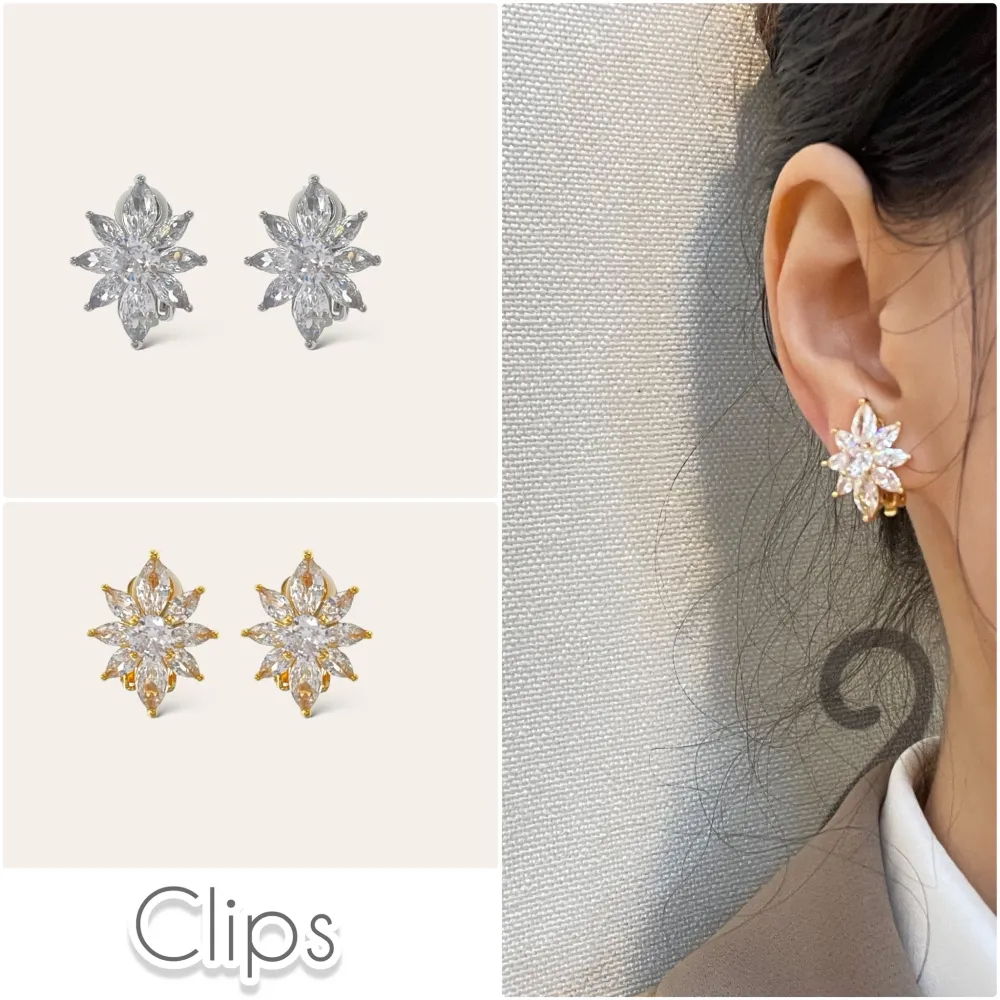 Fiore-Orecchini a Clip con Zirconia - OMK-493-30 (Oro)