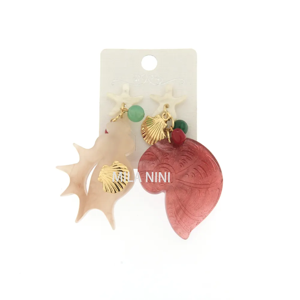 OMM3072-Conchiglia mix-Orecchini in resina - OMM-10514