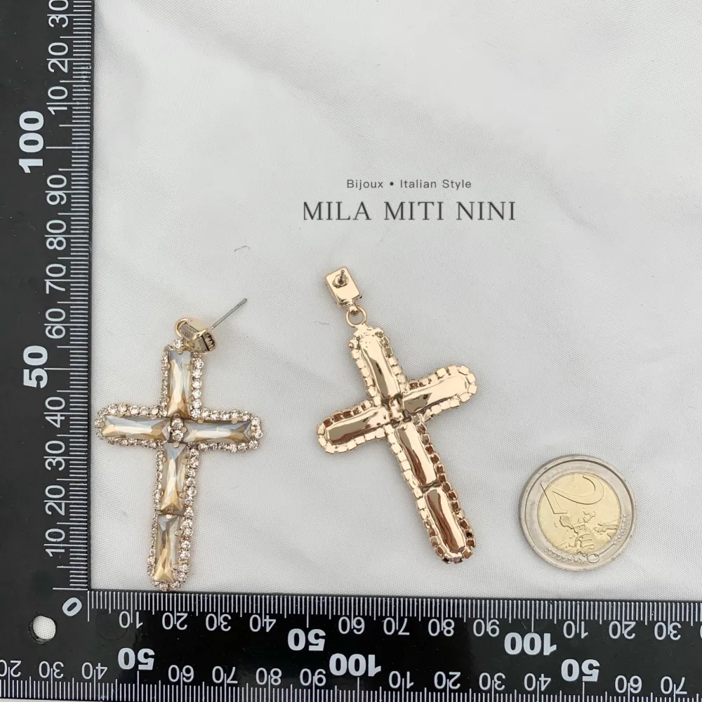 Croce -Orecchini con Pietre Colorate - OMM-159-20917