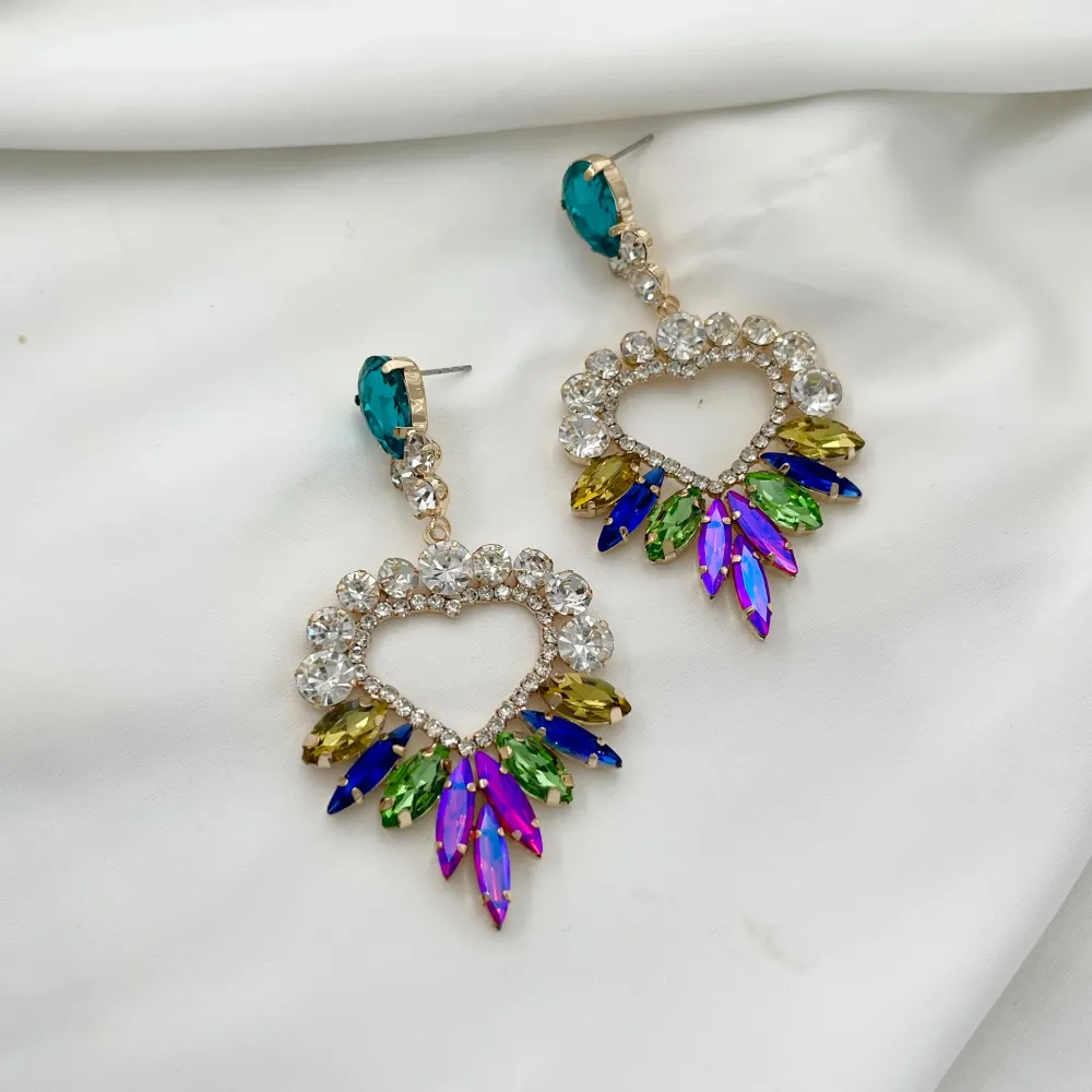 Cuore-Orecchini Moda con Vetro - OMM-159-22237