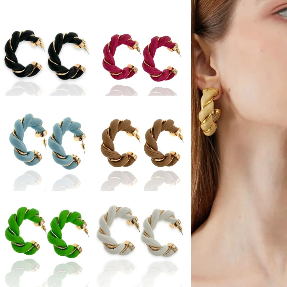 (3 pezzi) Cerchio Intrecciato-Orecchini Moda - OMM-183-22