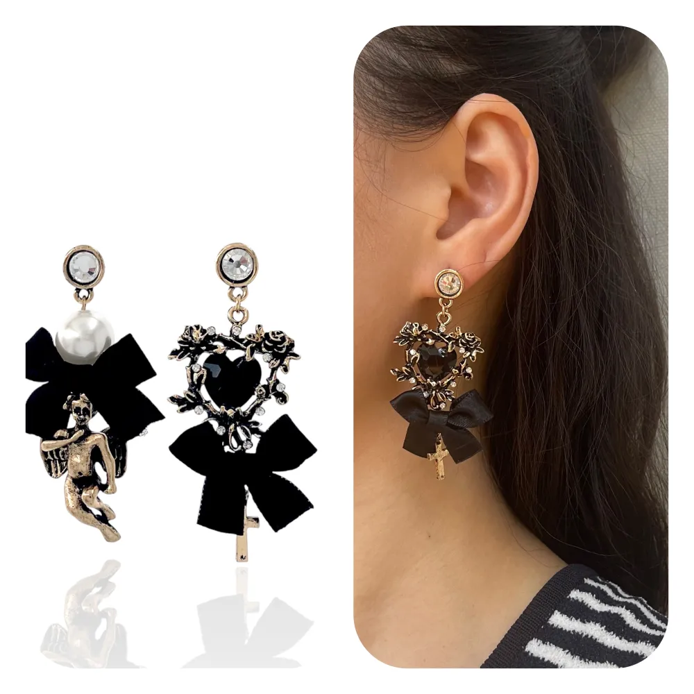 Cuore Croce e Angelo-Orecchini Moda - OMM-520-60