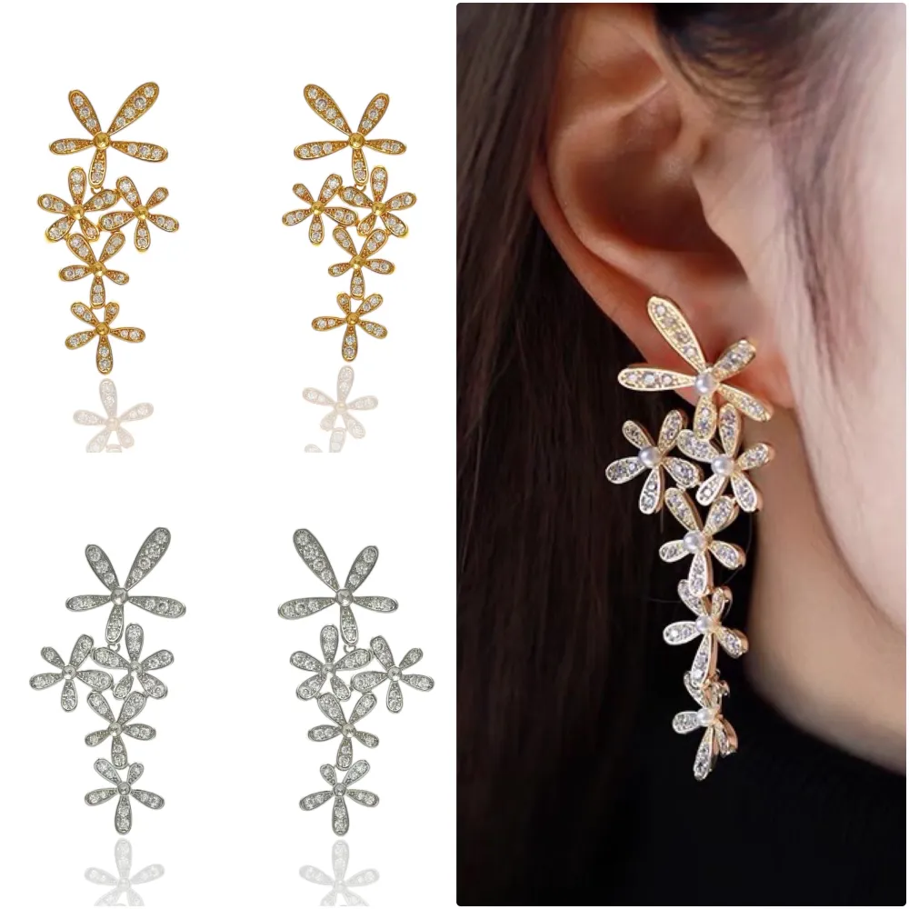 Fiore-Orecchini in Ottone e Zirconia - OMZ-103-AA27124E (Argento)