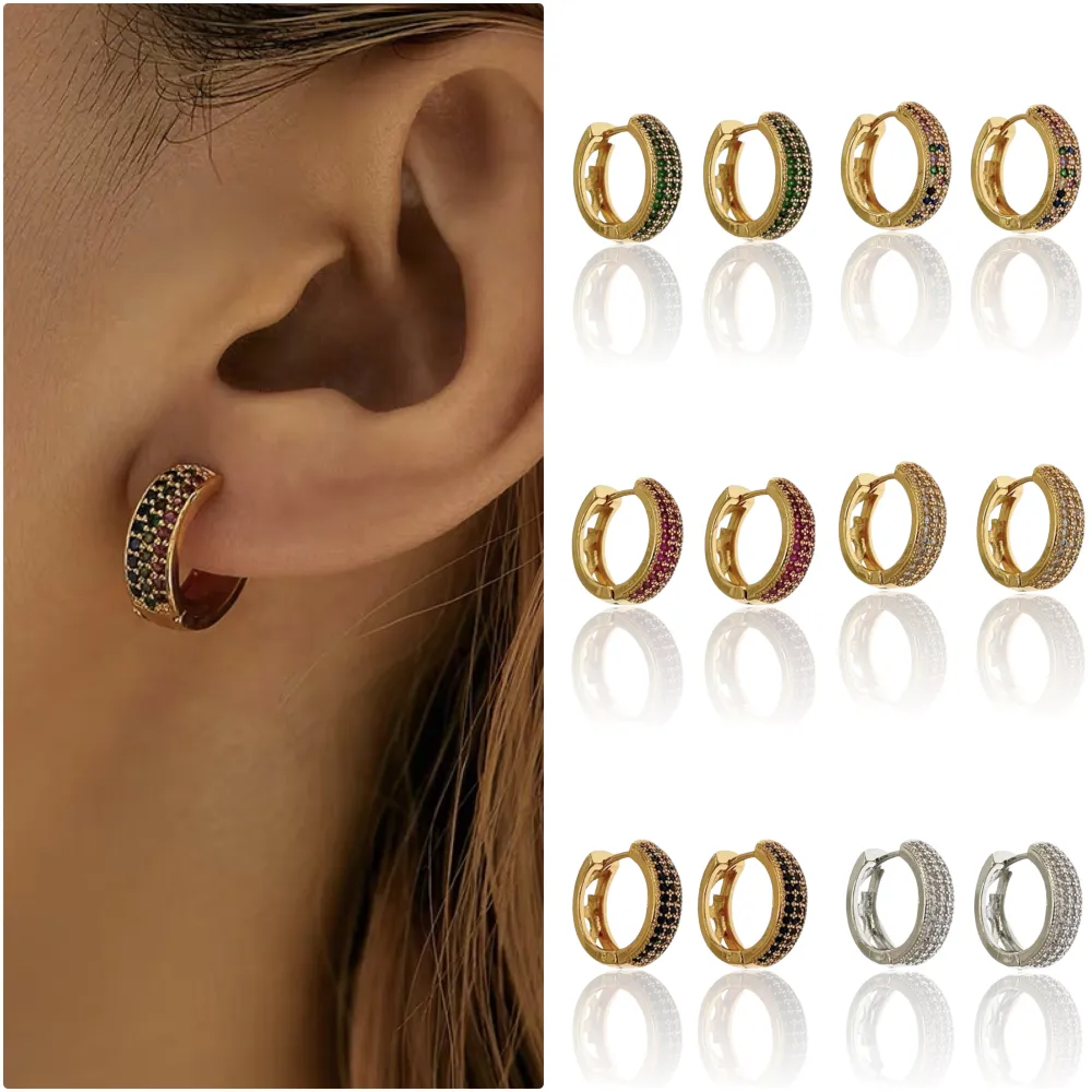 Cerchio con Zirconia Colorata-Orecchini con Zirconia - OMZ-103-AA2722E 13mm