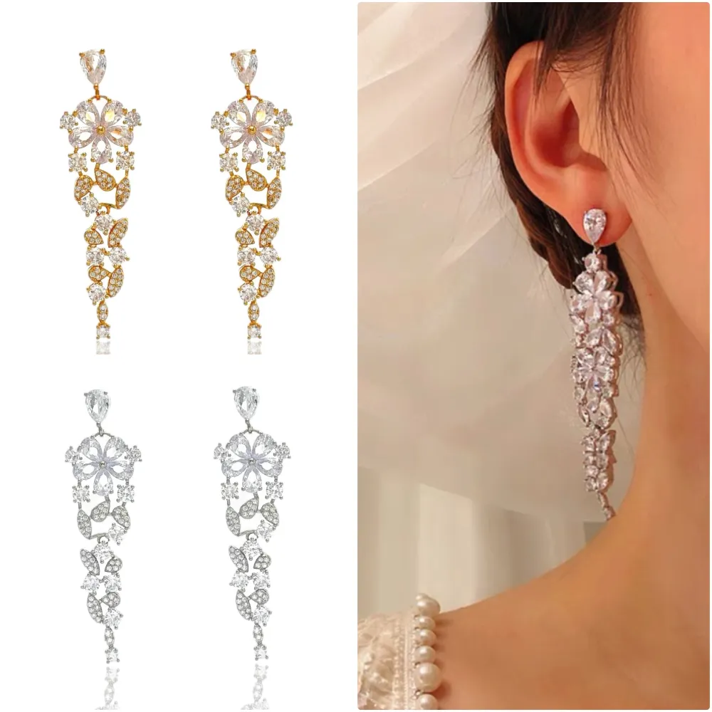 Fiore-Orecchini in Ottone e Zirconia - OMZ-103-AA2727E (Argento)