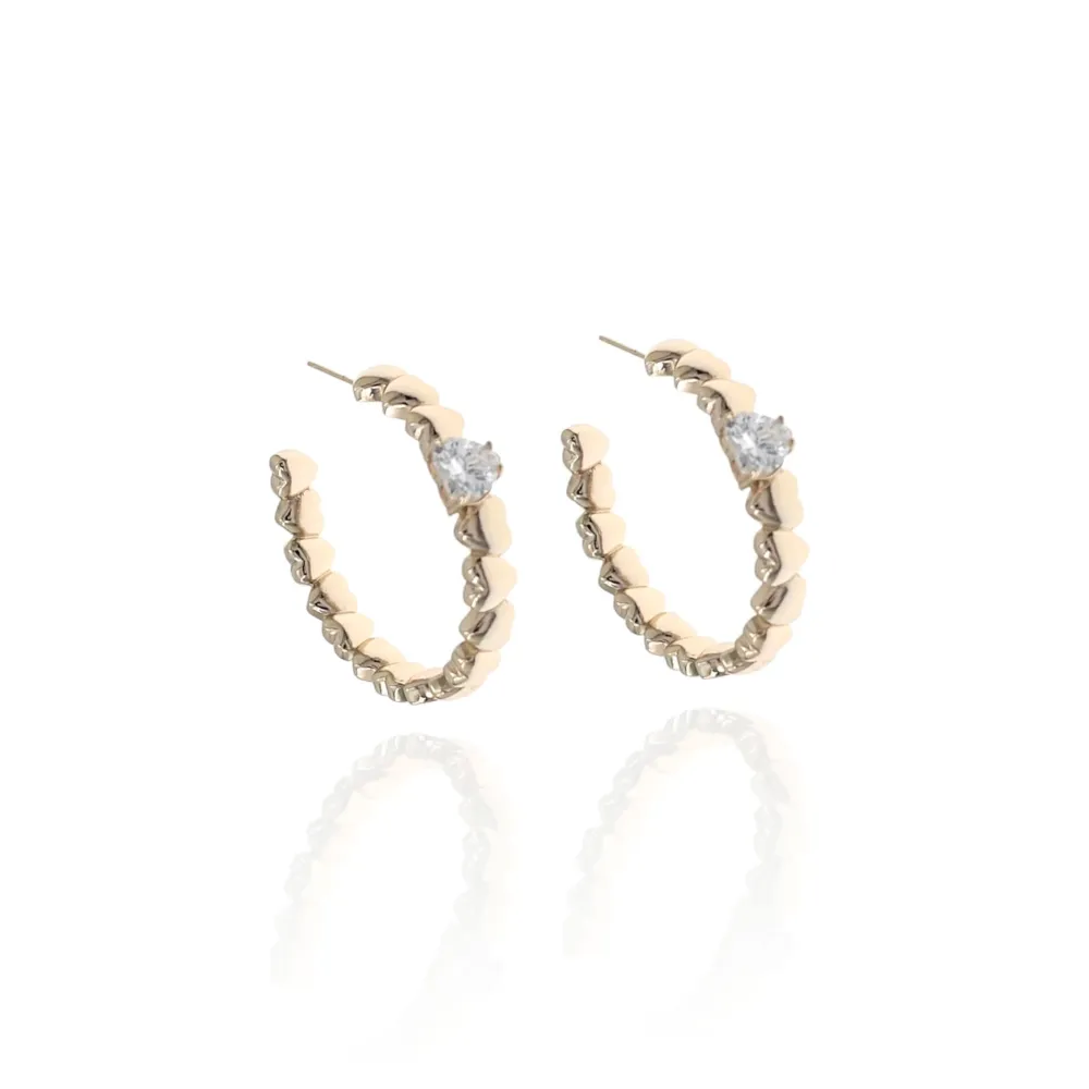 Cerchio Grande con Cuore-Orecchini con Zirconia - OMZ-109-194