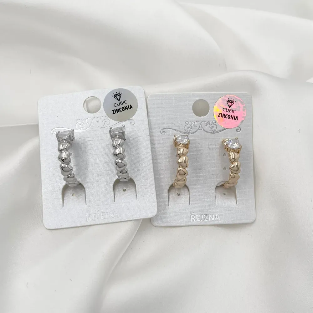 Cerchio Piccolo con Cuore-Orecchini con Zirconia - OMZ-109-194 Piccolo