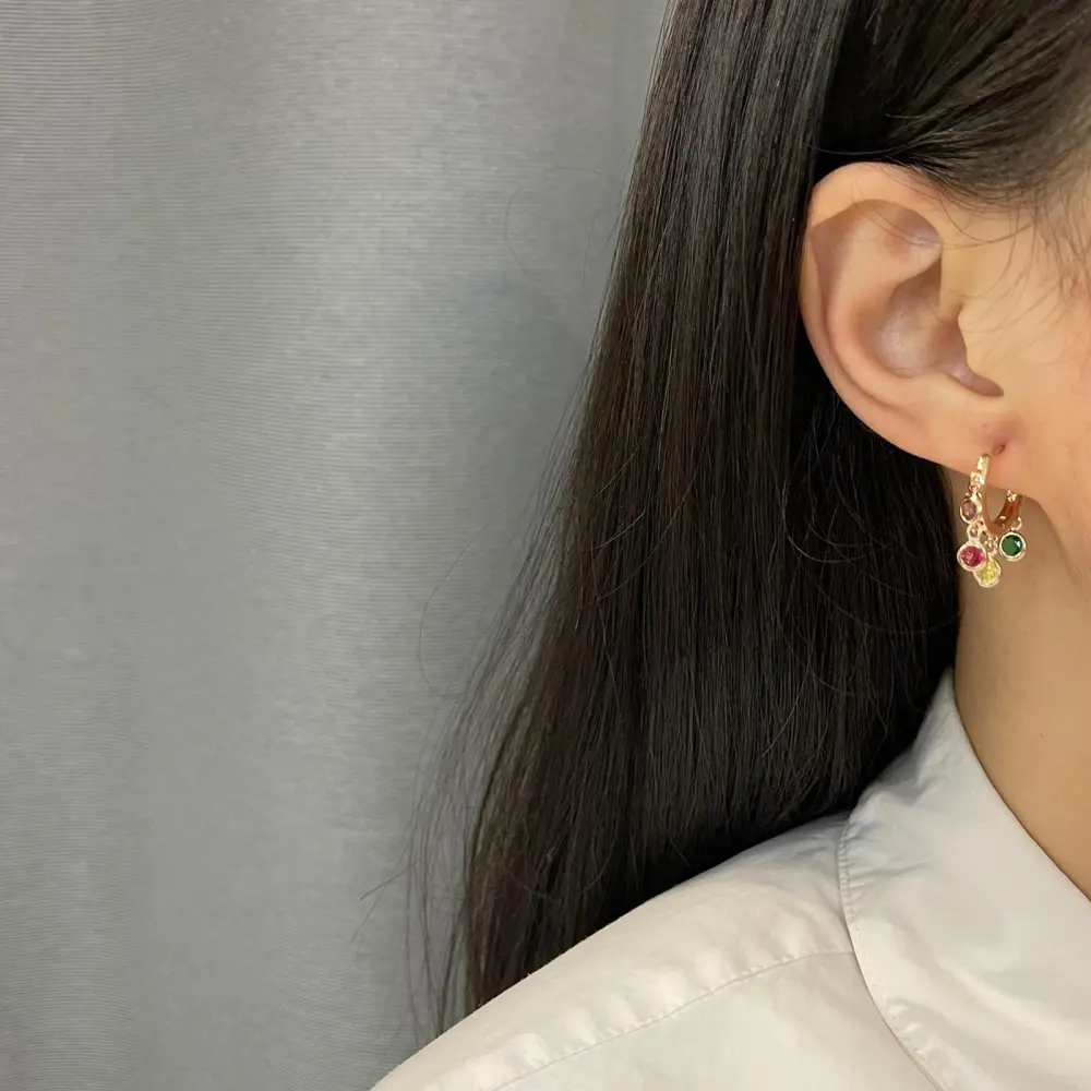 Cerchio con Punto Luce-Orecchini con Zirconia - OMZ-109-23