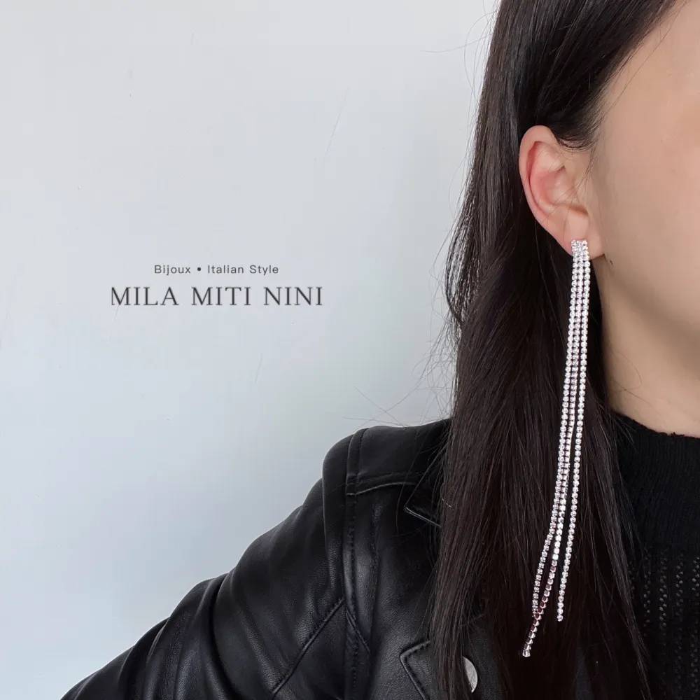 Napine Lunghe con Strass-Orecchini con Zirconia - OMZ-159-19255