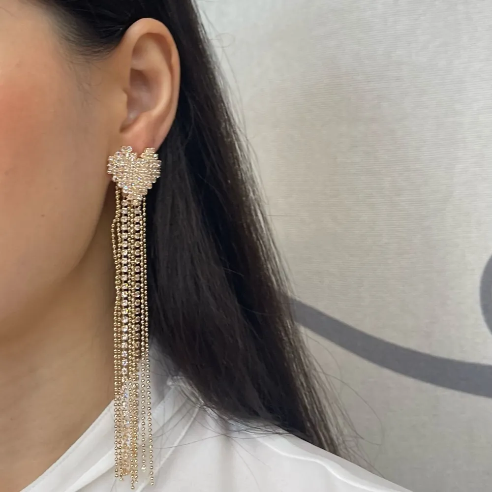 Cuore con Napine-Orecchini con Zirconia - OMZ-321-F68 (Argento)