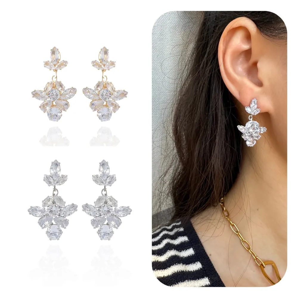 Fiore Pendente-Orecchini con Zirconia - OMZ-416-L18