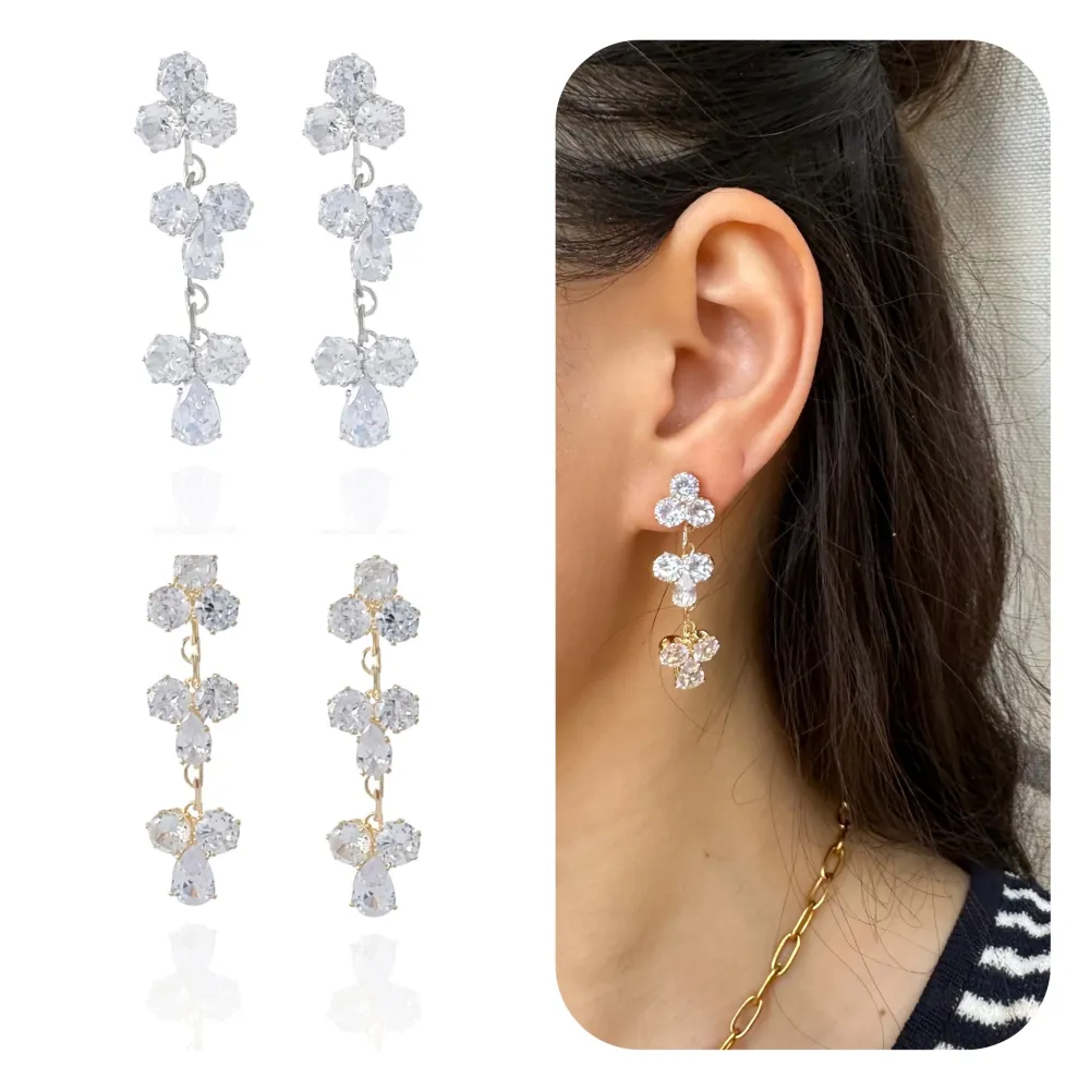 Fiore Pendente-Orecchini con Zirconia - OMZ-416-L19