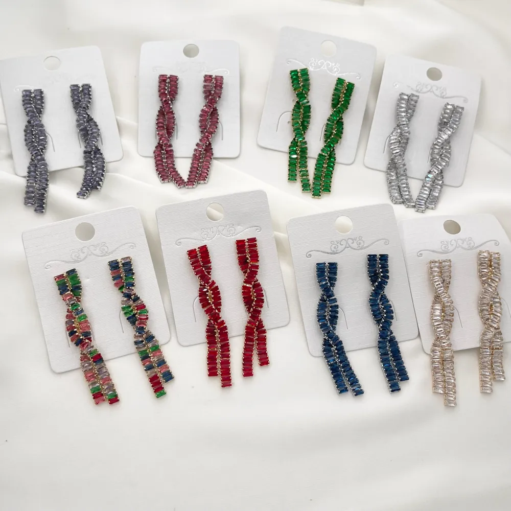 Tennis Intrecciato-Orecchini con Zirconia - OMZ-416-L25