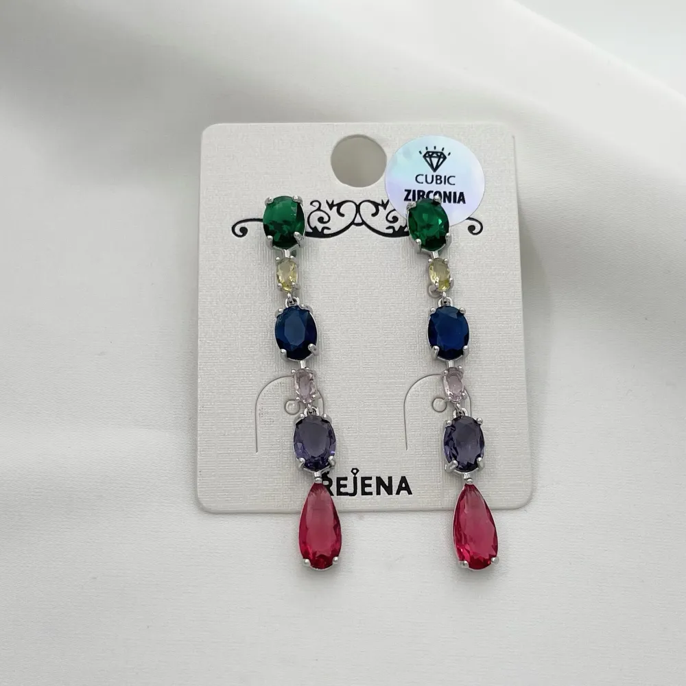 Goccia-Orecchini con Zirconia - OMZ-506-257 (Multicolore)