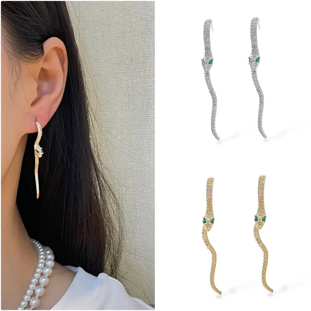 Serpente -Orecchini con Cubic Zirconia - OMZ-506-317 S (Argento)