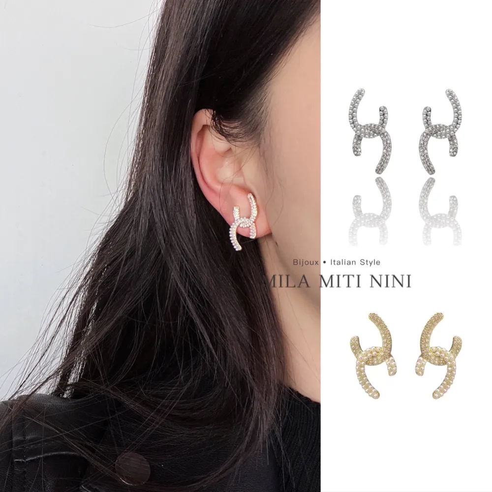 Doppio C-Orecchini con Zirconia - OMZ-506-458891 (Argento)