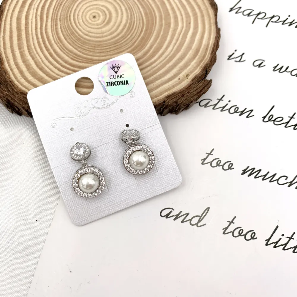 Punto Luce e Perla Pendente- Orecchini a Clip con Zirconia - OMZ-506-R359924