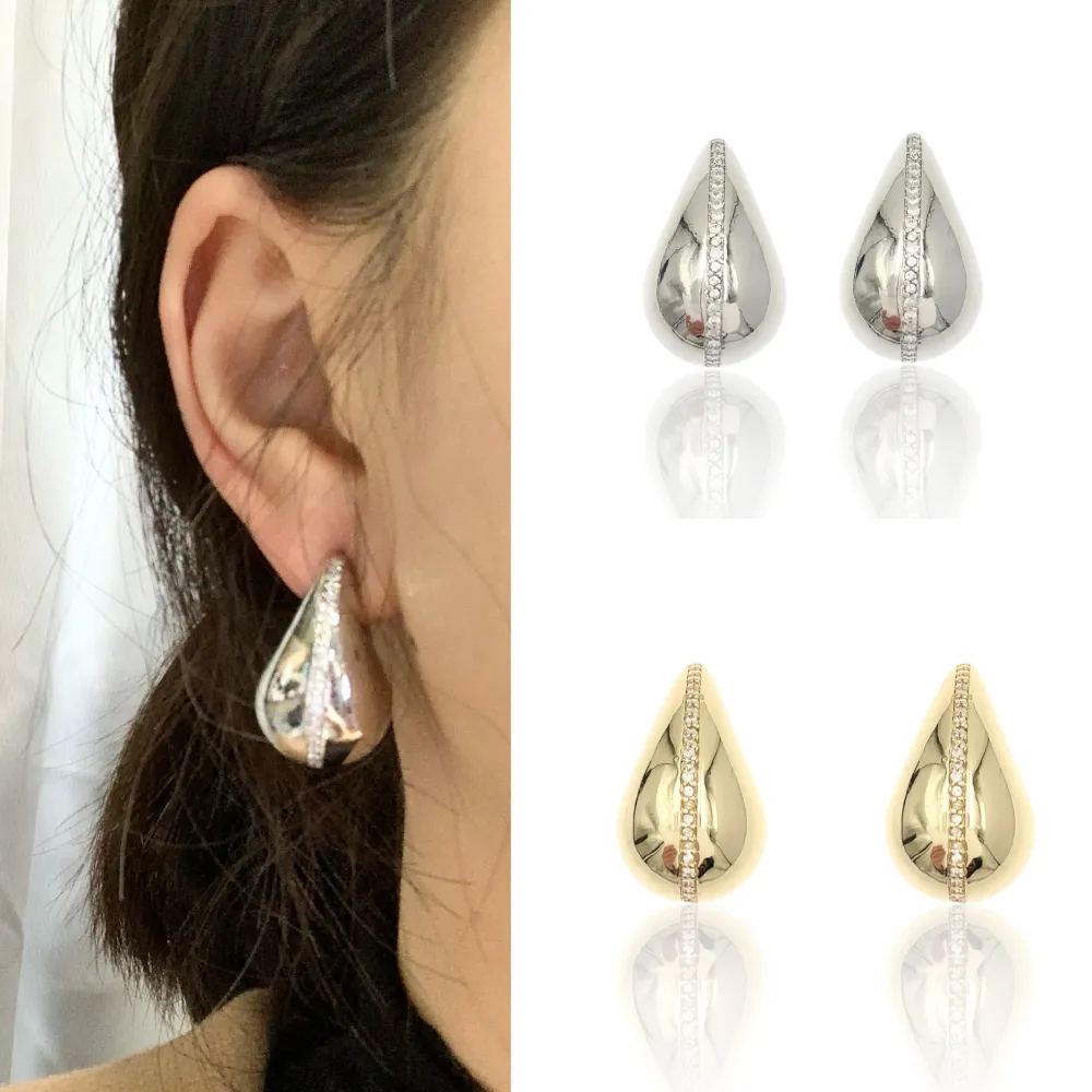 Goccia Grande-Orecchini con Zirconia - OMZ-520-L53 (Argento)