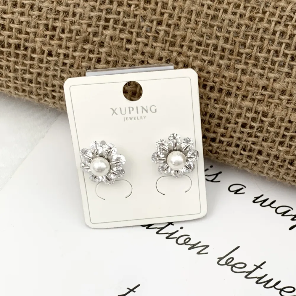 [OMZ-XP1322] Fiore Perla-Orecchini con Zirconia - OMZ-XP1322