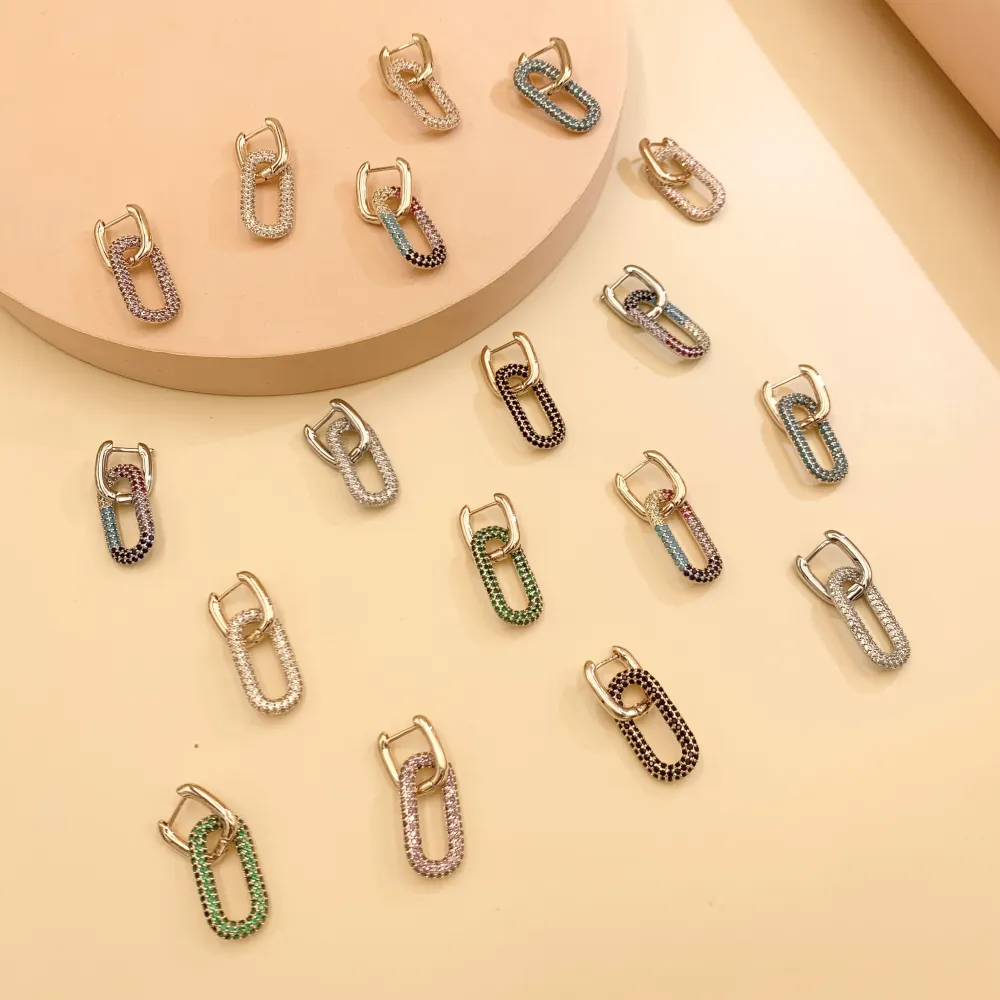 OMZ5976-Ovale-Orecchini con Cubic Zirconia - OMZ5976-Ovale-Orecchini con Cubic Zirconia (Nero)