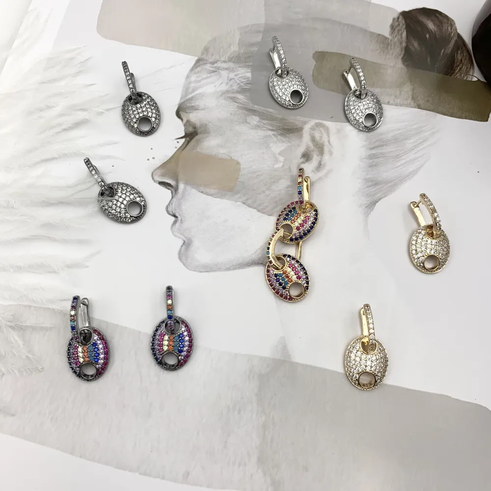 OMZ6467-Ovale Pendente-Orecchini con Zirconia - OMZ6467-Ovale Pendente-Orecchini con Zirconia