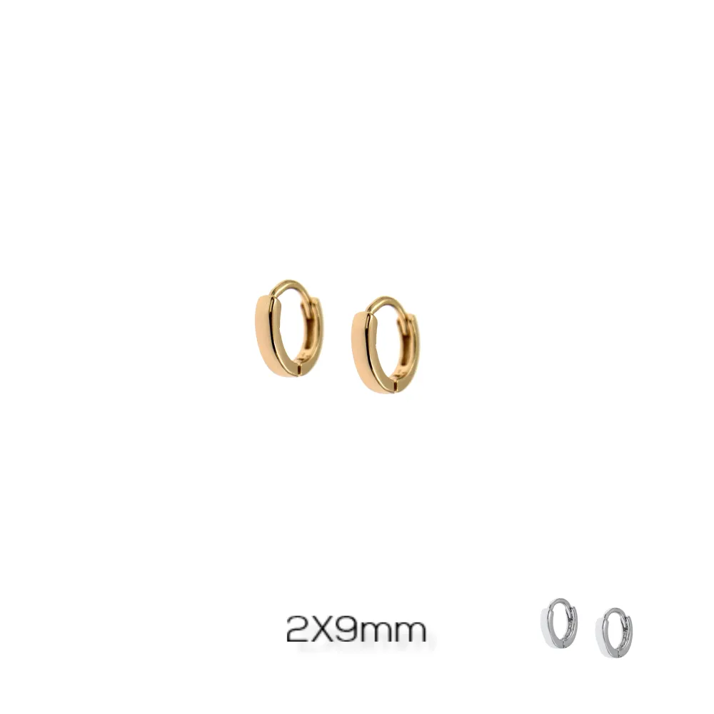 OMZ7261-Liscio 2x9mm - Orecchini a Cerchio - OMZ7261-Liscio 2x9mm - Orecchini a Cerchio